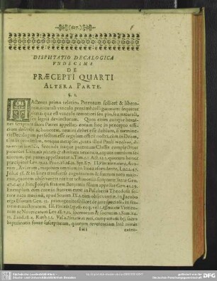 Disputatio Decalogica Undecima. De Praecepti Quarti, Altera Parte