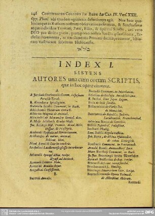 Indexr I. Sistens Autores una cum eorum Scriptis, quae in hoc opere citantur