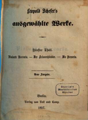 Leopold Schefer's Ausgewählte Werke. 5, Violante Beccaria