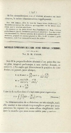 Nouvelle expression de l´aire d´une surface.