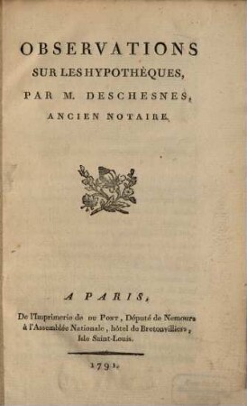 Observations sur les hypothèques