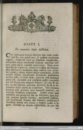 Caput I. De momento huius doctrinae