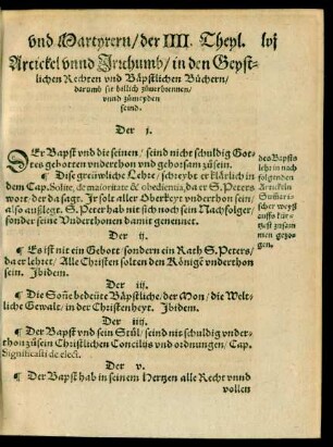 Artickel unnd Irrthumb/ in den Geystlichen Rechten und Bäpstlichen Büchern ...