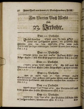 Im Vierten Buch Mosis sind 23. Verbohte.