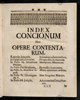 1r-2v, Index Concionum Hoc Opere Contentarum.