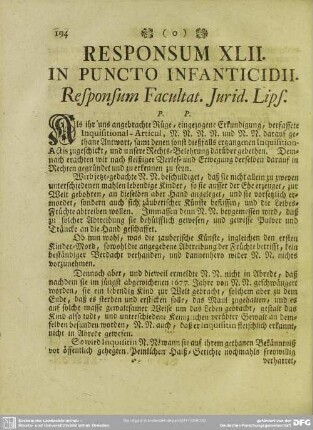 Responsum XLII. In Puncto Infanticidii