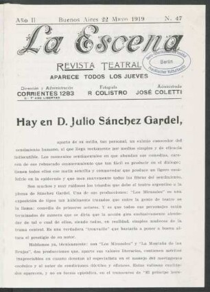 Hay en D. Julio Sánchez Gardel,