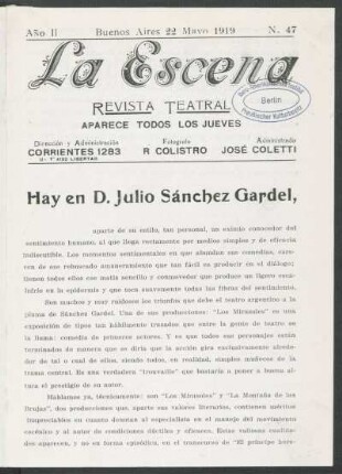 Hay en D. Julio Sánchez Gardel,