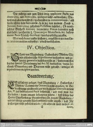 IV. Objection