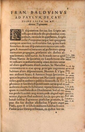 Ad Paulum de cautione lecta in Auditorio Papiniani