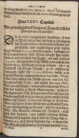 Das XXXV. Capitul. Wie gewaltig der König von Franckreich die Finantzen herauß gepresset?