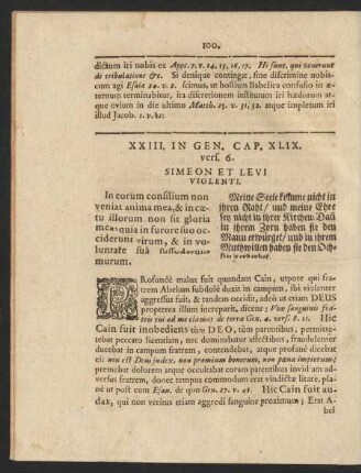 XXIII. In Gen. Cap. XLIX. vers. 6. Simeon Et Levi Violenti.