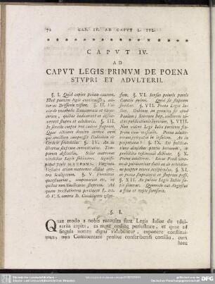 Caput IV. Ad Caput Legis Primum De Poena Stupri Et Adullterii