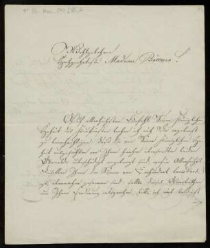 Brief von F. Müller an Friederike Louise Böttner