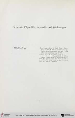 Gerahmte Ölgemälde, Aquarelle und Zeichnungen (Nr. 1-173a)