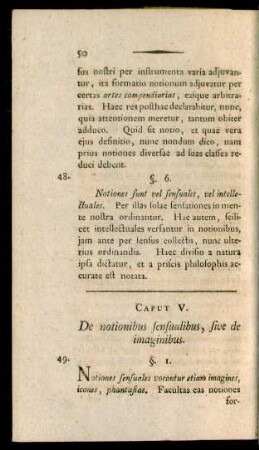 Caput V. De notionibus sensualibus, sive de imaginibus