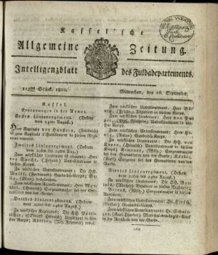 115tes Stueck, Mitwochen, den 26. September 1810