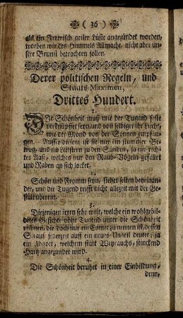 Derer Politischen Regeln, und Staats-Maximen, Drittes Hundert.