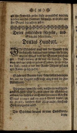 Derer Politischen Regeln, und Staats-Maximen, Drittes Hundert.