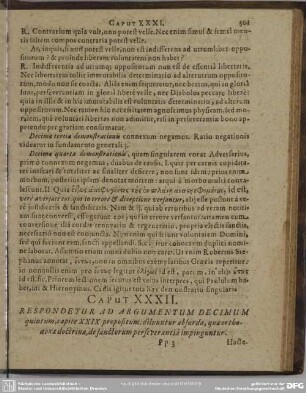 Caput XXXII. Respondetur Ad Argumentum Decimum quintum, capite XXIX. propositum diluuntur absurda, quae orthodoxae doctrinae, de santorum perseverantiâ impinguntur
