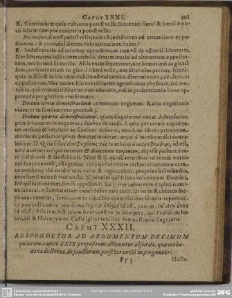Caput XXXII. Respondetur Ad Argumentum Decimum quintum, capite XXIX. propositum diluuntur absurda, quae orthodoxae doctrinae, de santorum perseverantiâ impinguntur