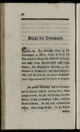 Absicht der Demagogen.