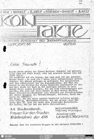 1984,Sep./Okt.: Kontakte : Informations-Rundbrief des Jugendpfarramts Leipzig