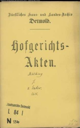 Nölking, Engelke gegen Simon von Exter zu Hohenhausen - Schuldforderung