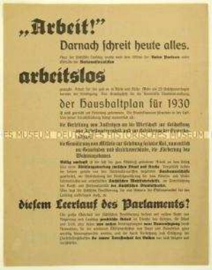 Aufruf der Deutschnationalen Volkspartei zur sächsischen Landtagswahl 1930