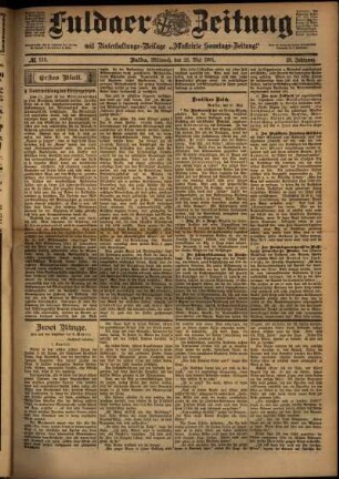Erste Ausgabe vom Mittwoch, den 22. Mai 1901.
