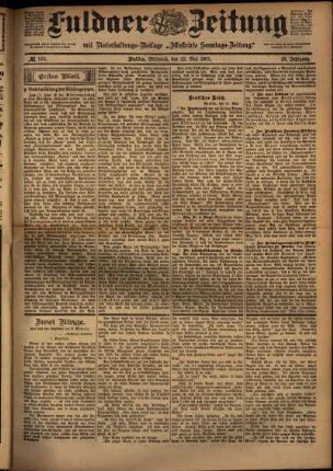 Erste Ausgabe vom Mittwoch, den 22. Mai 1901.