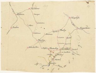 Straßenkarte umfassend das Gebiet zwischen Walldürn und Mergentheim