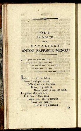 Ode in Morte del Cavaliere Anton Raffaele Mengs./ Ode auf den Tod des Ritters Anton Raphael Mengs.