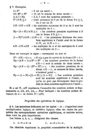 Propriétés des opérations de logique.