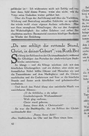 "Da uns schlägt die rettende Stund, Christ, in deiner Geburt"/ von Ruth Bré