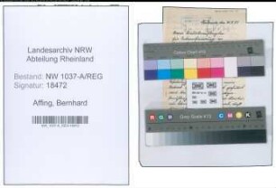 Entnazifizierung Bernhard Affing , geb. 00.00.0000 ()