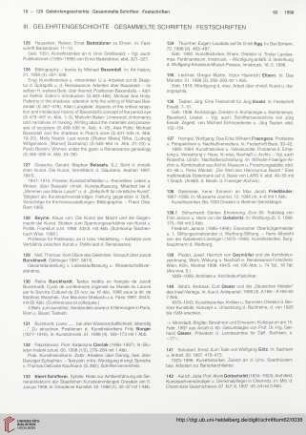 III. Gelehrtengeschichte. Gesammelte Schriften. Festschriften