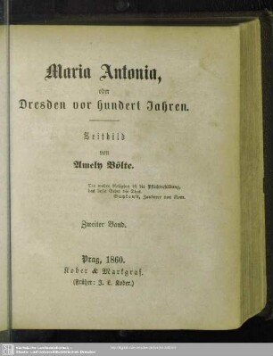 2: Maria Antonia, oder Dresden vor 100 Jahren : Zeitbild