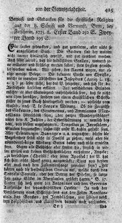 Beweise und Gedanken für die christliche Religion aus der heiligen Schrift und Vernunft. Bd.1.2.