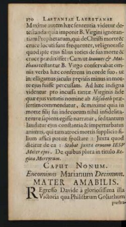 Caput Nonum. Encomium Marianum Decimum. Mater Amabilis.