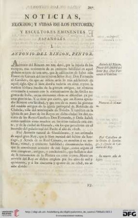 Noticias, elogios, y vidas de los pintores, y escultores eminentes españoles