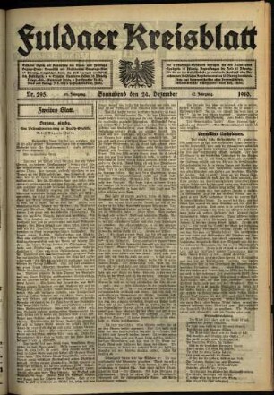 Zweite Ausgabe vom Samstag, den 24. Dezember 1910.
