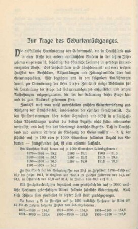 394-401 Zur Frage des Geburtenrückganges