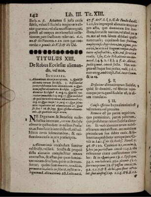Titulus XIII. De Rebus Ecclesiae alienandis, vel non