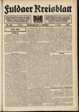 Erste Ausgabe vom Donnerstag, den 04. Dezember 1913.
