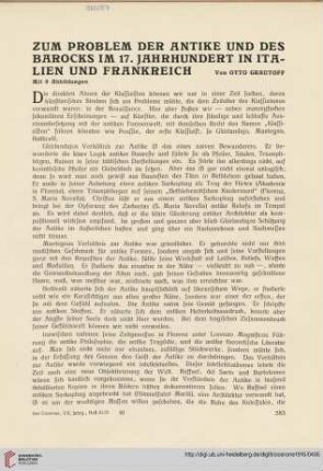 7: Zum Problem der Antike und des Barocks im 17. Jahrhundert in Italien und Frankreich