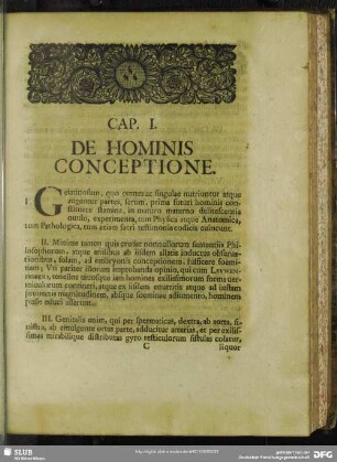 Cap. I. De Hominis Conceptione