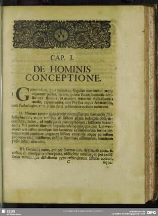 Cap. I. De Hominis Conceptione