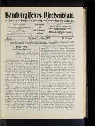 Nr. 6. Hamburg, 7. Februar 1915. 12. Jahrgang.