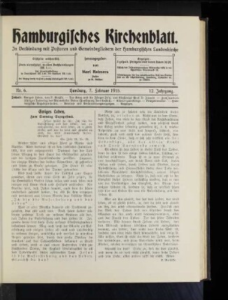 Nr. 6. Hamburg, 7. Februar 1915. 12. Jahrgang.